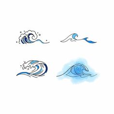 four different types of waves on a white background