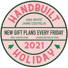 a pink and green holiday stamp with the words, handbuilt new gift plans every friday