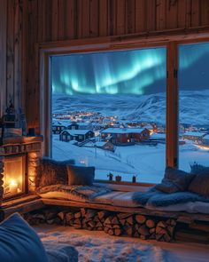 A Cozy and Warm Home with an Aurora Borealis View Japanese Style Bedroom, Houses In Japan, Pinterest Pictures, Rural House, Warm Home, Futuristic City, Post Lights, Urban Landscape, Cozy Bedroom