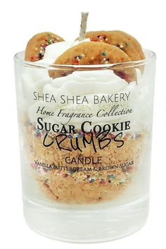 sugar cookie crumbs in a glass container