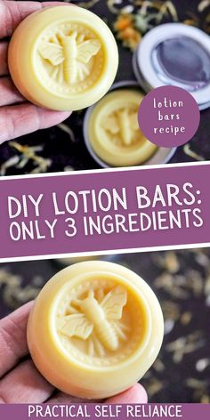 homemade lotion bars in a tin and diy lotion bars being held in a hand Diy Lotion Bars, Homemade Lotion Recipe, Lotion Recipe, Diy Lotion