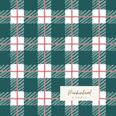 a green and white checkered fabric with a label on the bottom that says plankershead