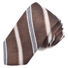 Mocha, Black, and Latte Textured Bar Stripe Woven Silk, Cotton, and Linen Tie by Dion Neckwear Luxury Black Silk Ties, Luxury Striped Ties, Dog Socks, Silk Linen, Brown Dog, Striped Tie, 3 Weeks, Mocha, 1 2 3