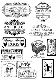 some type of labels that are black and white, with the words farm fresh on them