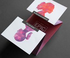 two business cards with geometric shapes on them