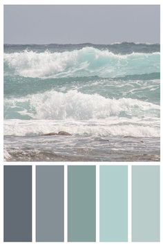 the ocean is full of waves and blue hues in this color scheme, it looks like