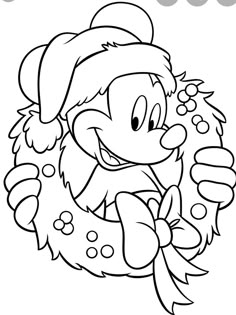 an image of a cartoon character with a wreath in his hand and wearing a santa hat