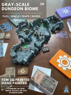 an image of a board game with lots of items on the table in front of it