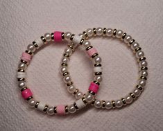 Pink clay bead and pearl bracelet. Cute Pink Pearl Bracelet With Round Beads, Clay Bead Bracelet Pink, Adjustable Pink Beaded Polymer Clay Bracelets, Adjustable Pink Polymer Clay Bracelets, Cute Pink Polymer Clay Bracelet, Pink Clay, Clay Beads, Pearl Bracelet, Jewelry Bracelets