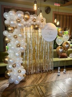 balloons and streamers are on display in the lobby