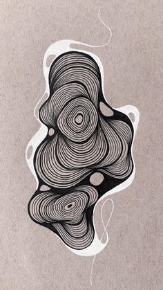 an abstract drawing with black and white lines