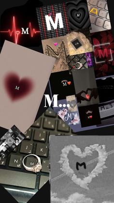 a collage of various images with the letter m on them