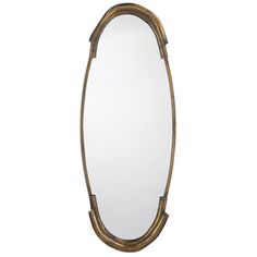 an oval mirror is shown against a white background