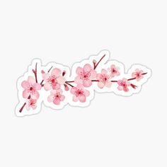 pink flowers sticker on white background