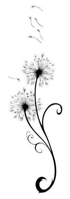 a dandelion tattoo design on the back of a woman's arm,