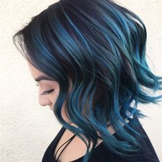 Ocean Blue Color Formula A Line Bob Stacked, Short A Line Bob, Highlights Hair Ideas, Line Bob, Bob Hairstyles 2018, A Line Bob, Stacked Bob Hairstyles, Highlights Hair, Blue Highlights