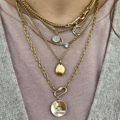 Daily Necklace, Mcm Style, Outfit Ideas 2024, Necklace Stack, Ring Earring, Clasp Necklace, Necklace Layering