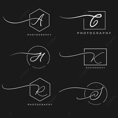 the logos for photography are shown in black and white