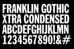 a black and white typeface with the words franklin gothic xtra condenseed above it