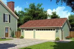 a two car garage is shown in this computer rendering