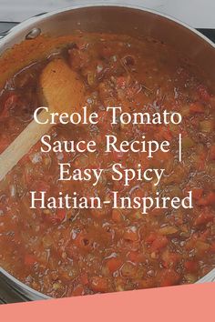 fire-roasted tomato base sauce in a sauce pan with chunky small diced vegetables. Creole Cooking, Rice Beans, Haitian Food Recipes, Caribbean Cuisine, Tomato Sauce Recipe, Fire Roasted Tomatoes, Fire Roasted, Inspired Recipes, Roasted Tomatoes