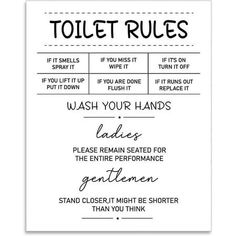 a sign that says toilet rules on it