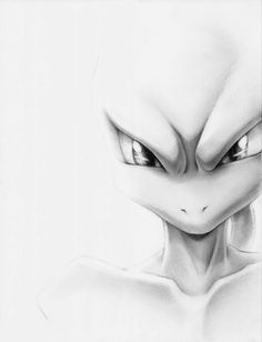 a drawing of an alien with big eyes and no head, looking at the camera