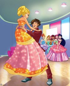 the princess and her friends are dancing together