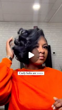 Gorgeous Short Hairstyles, Curly Bobbed Hairstyles, Bob With Wand Curls Black Women, Short Bob Curls Black Women, Pin Curl Bob Black Women, Mini Bob Black Women, Black Hairstyles Long Hair, Curled Bobs For Black Women, Natural Hair Curly Bob