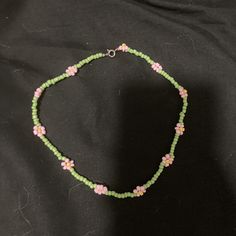 Pastel green and pink flower beaded necklace #fairycore #nature Fairycore Nature, Pastel Green And Pink, Flower Beaded Necklace, Necklace Fairycore, Accessories Jewelry Necklace, Green And Pink, Pastel Green, Fairy Core, Women Accessories Jewelry