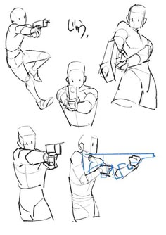 an image of some people doing different things in the same drawing style, with one person holding