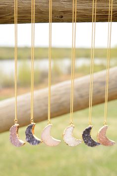 Druzy Moon Short Necklace Stone Shapes, Black Gold Jewelry, Fashionably Late, Short Necklace, Moon Pendant, Moon Necklace, Pretty Jewellery, Gold Plated Chains, Shawn Mendes