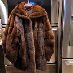 Beautiful One Of The Kind Design Mink Fur Coat With The Hood. Worn 3 Times Fur Mink Coat, Brown Fur Jacket, Luxury Brand Packaging, Brown Fur Coat, Mink Coats, Sable Fur Coat, Mink Stole, Mink Jacket, Designer Coats