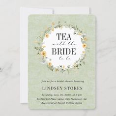 the tea and the bride bridal party card