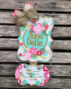 Baby Girl Door Hanger, Nursery Door Hanger, Nursery Door, Teacher Door Hangers, Baby Door Hangers, Southern Baby, Bow Hanger, Wedding Doors, Toddler Ideas