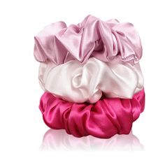 PRICES MAY VARY. SILK SCRUNCHIES 3 PACK contains one scrunchie of each color: Hot Pink, Soft Pink and White 100% PURE MULBERRY SILK SCRUNCHIES keep all hair types healthier and more manageable by reducing the friction that leads to frizz, breakage and hair loss. Highly recommended by stylists for curly hair HELPS KEEP HAIR HEALTHY by reducing tugging and pulling on hair. The smooth silk helps hair glide over the silk ponytail holder, minimizing breakage and reducing hair creases SILK HAIR TIES a Hot Pink Gifts, Silk Hair Ties, Silk Scrunchies, 1st Wedding Anniversary, Hair Help, Normal Hair, Silk Hair, Everyday Hairstyles, Hair Care Routine