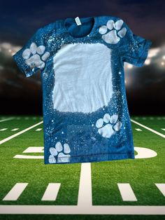 Perfect spirit wear, if your school/team is the tigers, panthers, cougars, dawgs, etc this shirt is perfect for you! ❤️ I bleach all shirts myself in house so no two shirts will be the same.  These shirts come ready to press any type of transfer on wether it be sublimation, DTF, DTG, screen print, or vinyl  These shirts are 65% polyester  If scorching occurs after pressing a design on the shirt spray the shirt with peroxide and hover your heat press for about 30 seconds over the shirt and it should come out Bleached School Spirit Shirt, Panthers School Spirit Shirts, School Tshirt Designs Spirit Wear, Sublimation Shirt Ideas, School Spirit Wear Designs, School Spirit Crafts, School Sports Shirts, Spirit Wear Shirts, Spirit Wear Designs