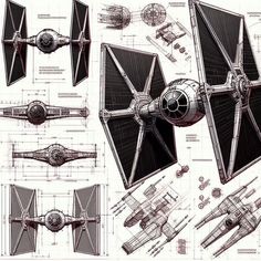 the star wars concept is shown in blueprints and has been drawn by hand