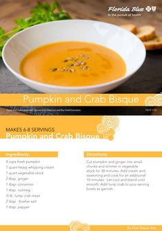 a recipe for pumpkin and crab bisque