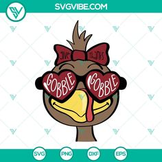 a turkey wearing glasses with the words cobble cobble on it