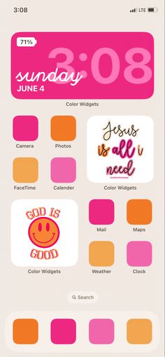 the color scheme for an event is shown in pink, orange and yellow colors with numbers on