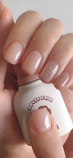 Shellac Nails Inspiration, Wedding Nail Polish Brides, Simple Short Neutral Nail Designs, September Shellac Nails, Short Neutral Nail Ideas, Natural Color Manicure, Natural Color Gel Nails Short, Simple Short Nails Natural, Nude December Nails