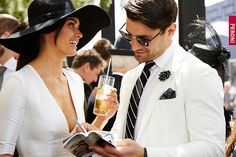 another day at the races with not my girl White Derby Outfit, Mens Derby Outfits, Derby Outfits Men, Black And White Attire, Kentucky Derby Women, Derby Day Fashion, Kentucky Derby Attire, Melbourne Cup Fashion, Kentucky Derby Outfit