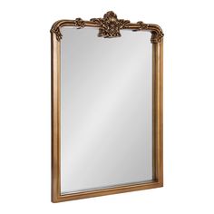 an ornate gold framed mirror on a white background with clipping for text or image