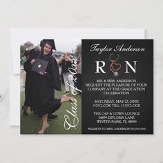 graduation announcement card with an image of a graduate