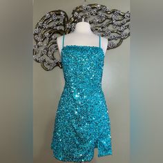 Gorgeous Turquoise Color No Flaws (Appears Unworn) Happy New Year Worthy Teal Sequin Dress, Turquoise Mini Dress For Summer Party, Turquoise Fitted Mini Dress For Party, Fitted Turquoise Mini Dress For Party, Summer Cocktail Dress In Turquoise, Turquoise Summer Cocktail Dress, Turquoise Summer Party Dress, Dresses Sequin, Sequin Mini