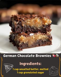 German Chocolate Brownies, German Chocolate, Chocolate Brownies, Granulated Sugar, Brownies, Butter