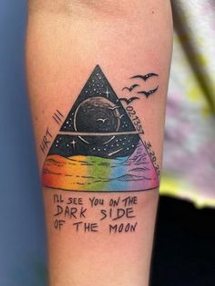 a tattoo on the arm that says, i'll see you on the dark side of the moon