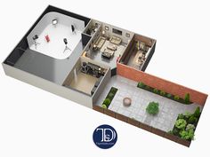 an aerial view of a two bedroom apartment