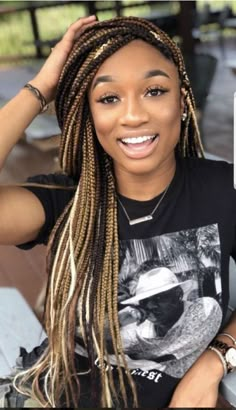 Color Single Braids For Black Women, Fall Box Braids Color, Color 30 Box Braids, Fall Color Braids, 613/27/30 Box Braids, Fall Extensions, Fall Braids Black Women, Color Braids, Colored Box Braids